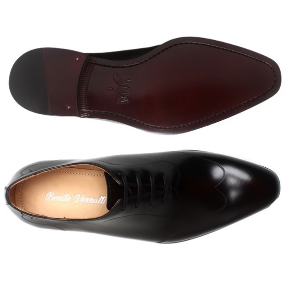 Italian Signatures Dino Mazario Men Oford Leather Shoes Black Color - Picture 2 of 4